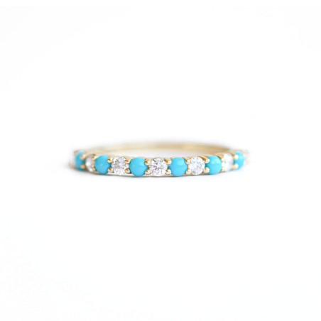 Best Seller Turquoise & Diamond 2mm Shared Prong Band