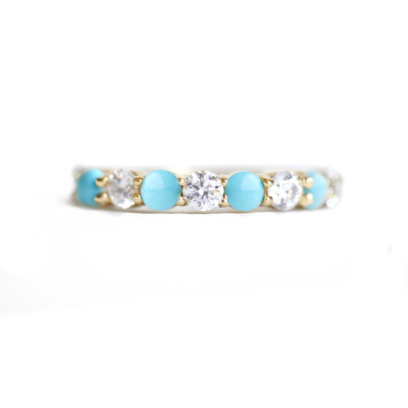 Best Seller Turquoise & Diamond 3mm Shared Prong Ring