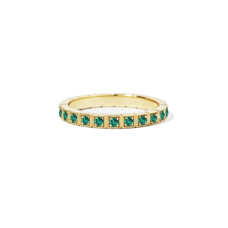 Best Seller 2mm Notched Deco Emerald Eternity Ring