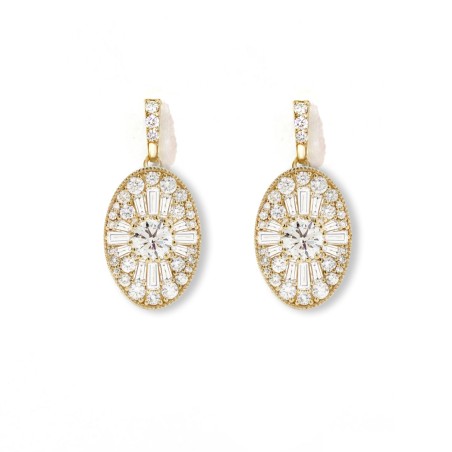 Best Seller Oval Shape Ballerina Round Diamond Earrings