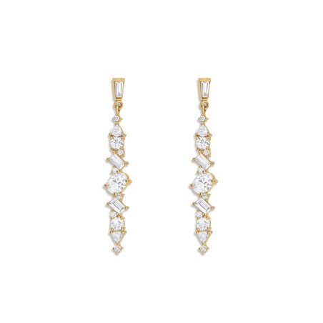 Best Seller Diamond Cluster Linear Drop Earrings