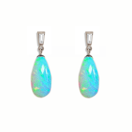 Best Seller Ethiopian Opal Diamond Drop Earrings