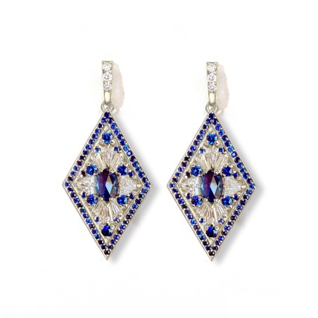 Best Seller Kite Shape Sapphire and Diamond Earrings