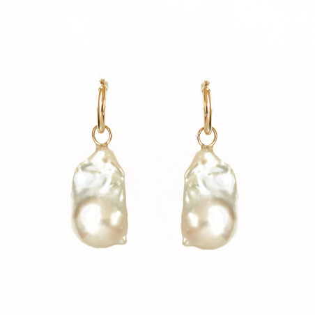 Best Seller Large Baroque Pearl & Gold Hoop Earrings