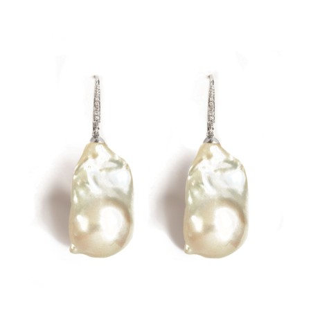 Best Seller Large Baroque Pearl & Diamond Earrings