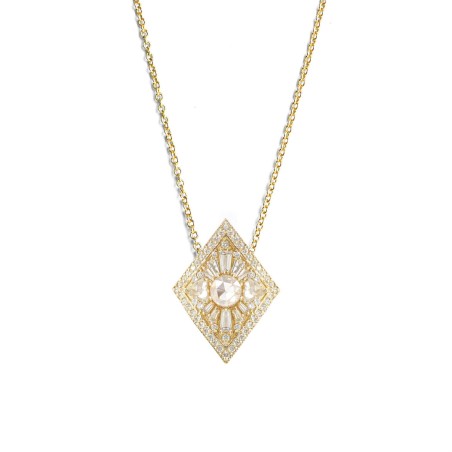 Best Seller Large Kite Shape Round Diamond Necklace