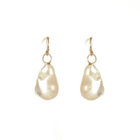 Best Seller Medium Baroque Pearl & Gold Hoop Earrings